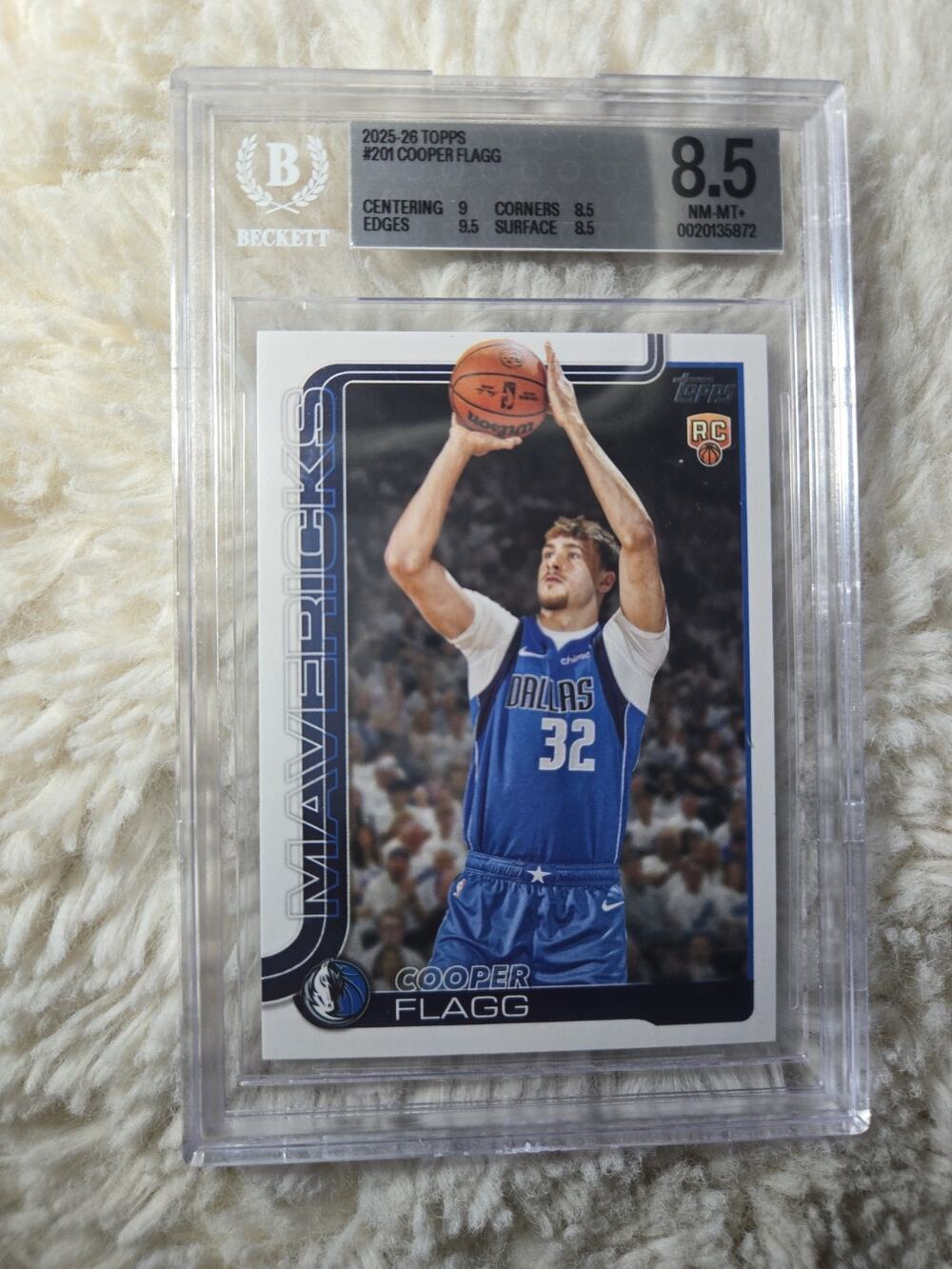2025-26 Topps Cooper Flagg RC BGS 8.5 NM #201 NBA Rookie Mavericks Flagship